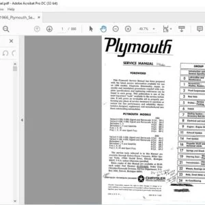 1966 PLYMOUTH SERVICE TECHNICAL MANUAL