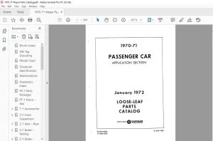 1970-71 Mopar Loose Leaf Parts Catalog Manual
