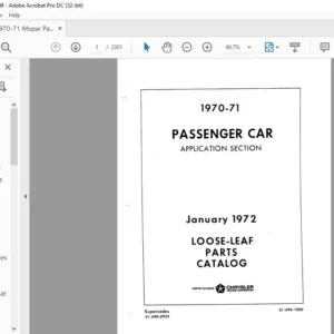 1970-71 Mopar Loose Leaf Parts Catalog Manual
