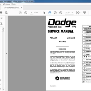 1970 Dodge Passenger Car Service Manual - PDF DOWNLOAD