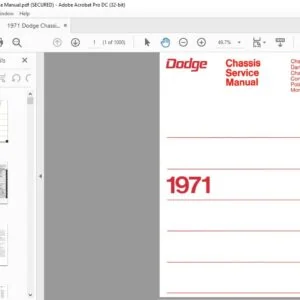1971 DODGE CHALLENGERS DART CHARGER CORONET POLARA MONACCO CHASSIS SERVICE MANUAL
