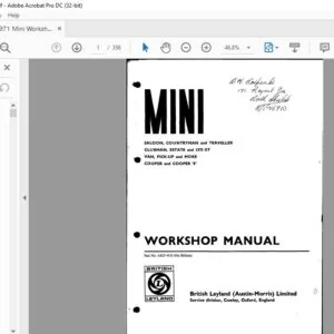 1971 Mini Workshop Manual