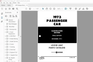 1973 CHRYSLER Passengers Car Loose Leaf Parts Catalog Manual