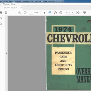 1974 Chevrolet Passenger Car & light duty Truck Overhaul Manual - PDF DOWNLOAD