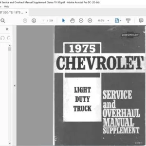 1975 Chevrolet Light  Duty Trucks Service & Overhaul Supplement Manual