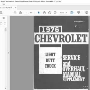 1976 Chevrolet Light Duty Truck Service & Overhaul Supplement Manual