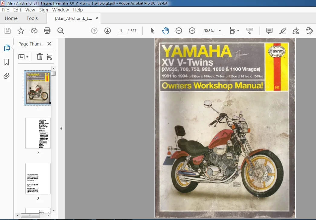 1981-1994 YAMAHA XV V TWINS OWNERS WORKSHOP MANUAL - Image 2