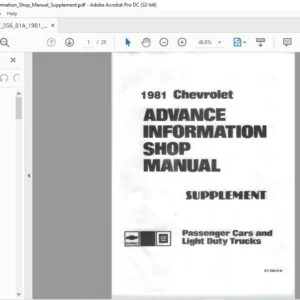 1981 Chevrolet ST356-A1 Light Duty Trucks & Passengers Cars Advance Info Shop Manual