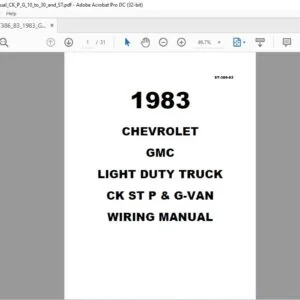 1983 Chevrolet ST-386-83 GMC Light Duty Trucks CK ST P & G-Van Wiring Manual