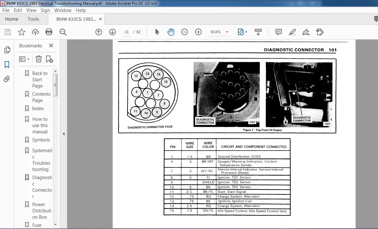 1983 BMW 633CSi Electrical Troubleshooting Manual 