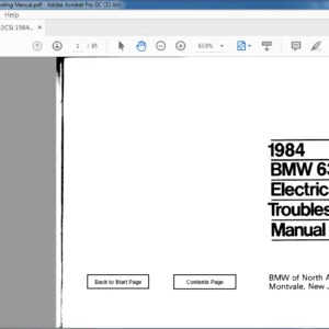 1984 BMW 633CSi Electrical Troubleshooting Manual