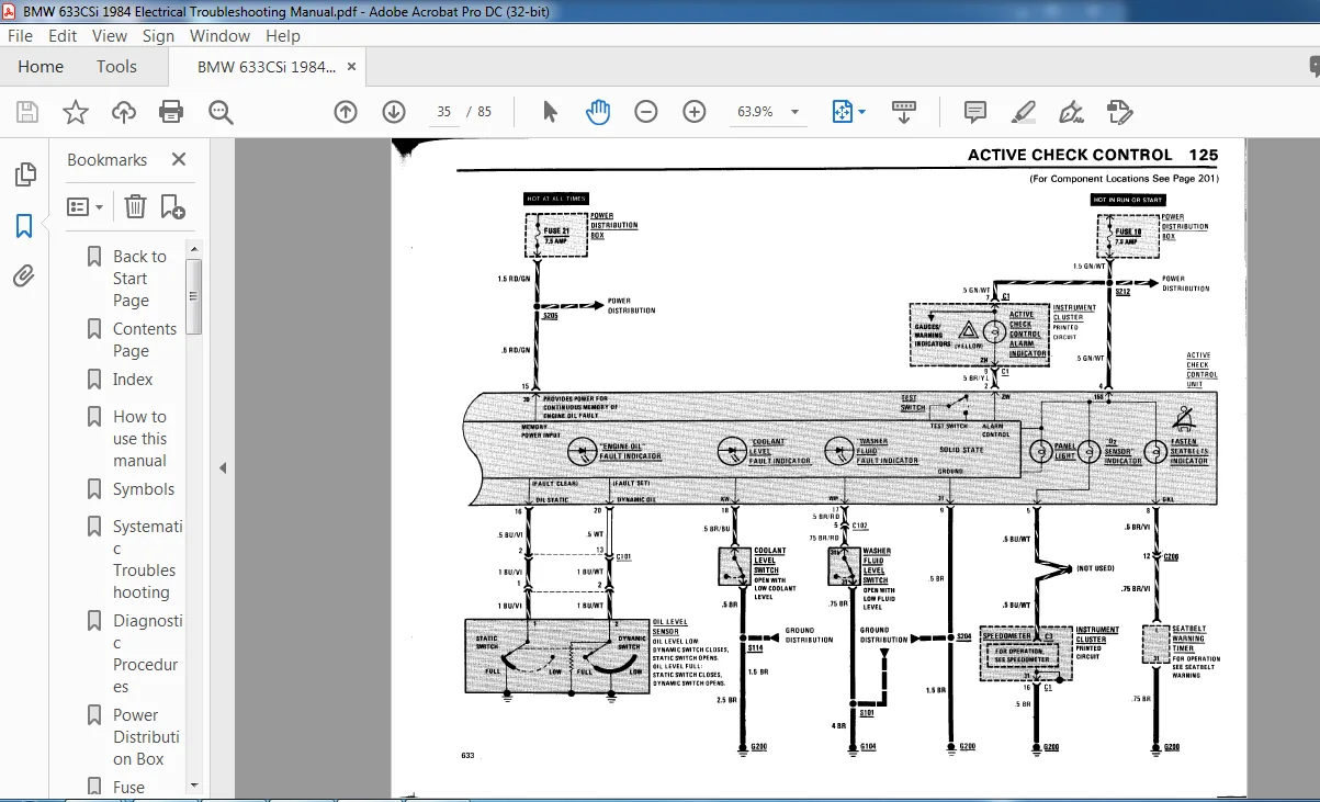 1984 BMW 633CSi Electrical Troubleshooting Manual 