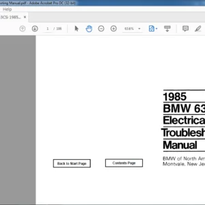 1985 BMW 633CSi Electrical Troubleshooting Manual