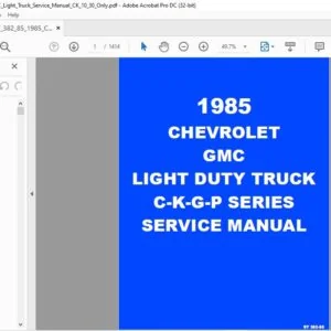 1985 CHEVROLET GMC LIGHT DUTY TRUCK C-K-G-P SERIES SERVICE MANUAL - PDF DOWNLOAD
