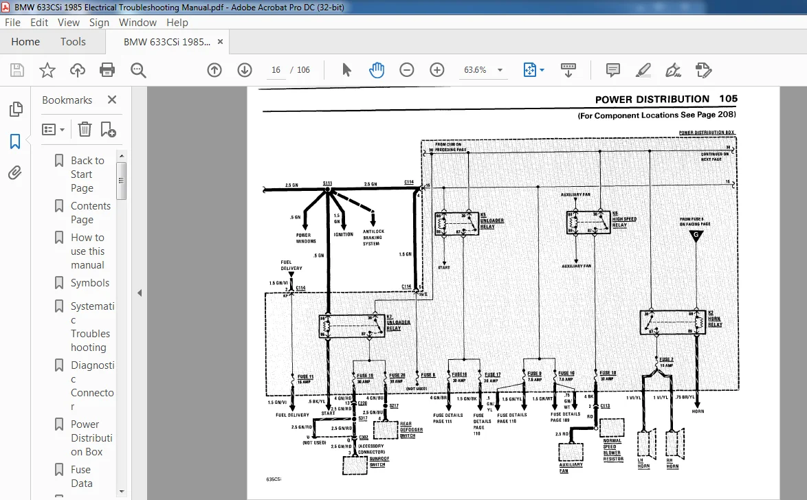 1985 BMW 633CSi Electrical Troubleshooting Manual 