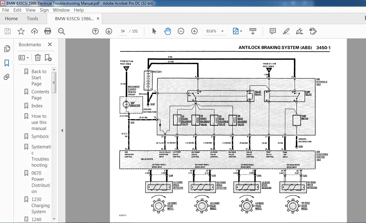 1986 BMW 635CSi Electrical Troubleshooting Manual 