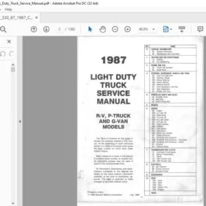 1987 CHEVROLET LIGHT DUTY TRUCK SERVICE MANUAL - PDF DOWNLOAD