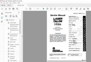 1990-1991 CHRYSLER LASER TALON ECLIPSE SERVICE MANUAL