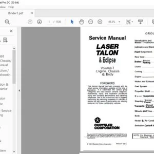 1990-1991 CHRYSLER LASER TALON ECLIPSE SERVICE MANUAL