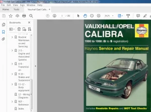 1990-1998 Vauxhall Opel Calibra 3502 Service & Repair Manual - PDF DOWNLOAD