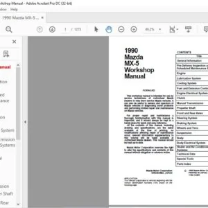 1990 MAZDA MX-5 WORKSHOP MANUAL