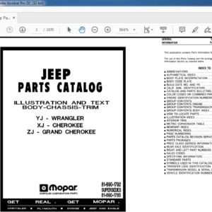 1991-1993 Jeep Cherokee Wrangler Grand Cherokee Parts Manual - PDF DOWNLOAD