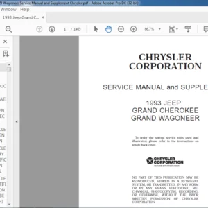 1993 Jeep Grand Cherokee Grand Wagoneer Service Manual and Supplement - PDF DOWNLOAD