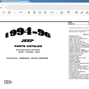 1994-1996 Jeep Cherokee-Wrangler-Grand Cherokee Parts Manual - PDF DOWNLOAD