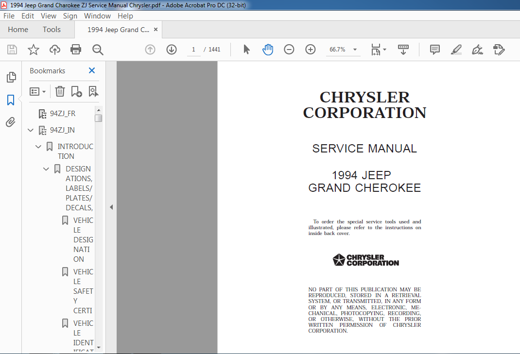 1994 Jeep Grand Cherokee ZJ Service Manual - PDF DOWNLOAD - HeyDownloads -  Manual Downloads