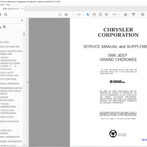 1996 Jeep Grand Cherokee Service Manual and Supplement - PDF DOWNLOAD