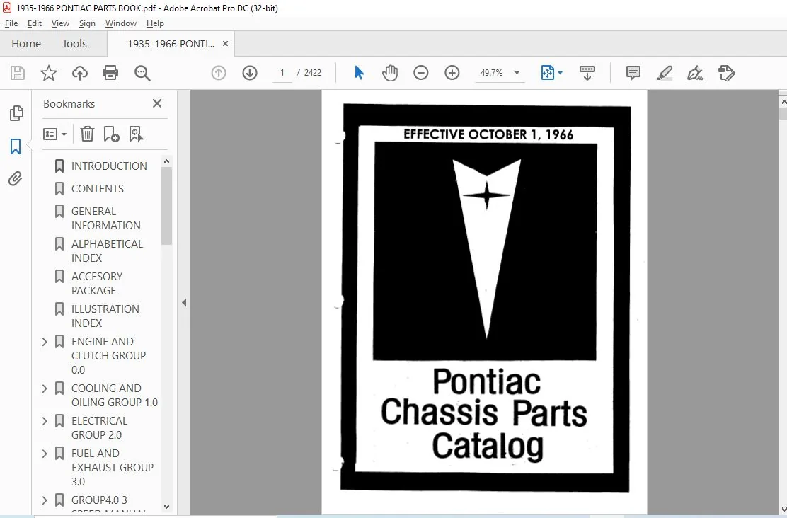 1996 PONTIAC CHASSIS PARTS CATALOG MANUAL 