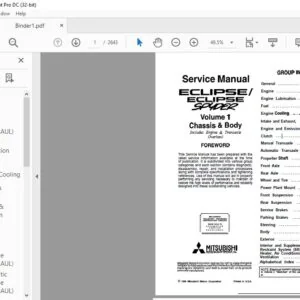 1997-1999 MITSUBISHI ECLIPSE SPYDER SERVICE MANUAL