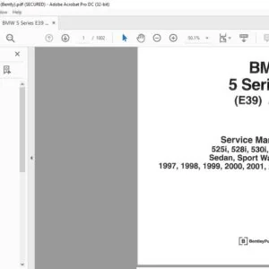 1997-2002 BMW 5 SERIES SEDAN SPORT WAGON SERVICE MANUAL