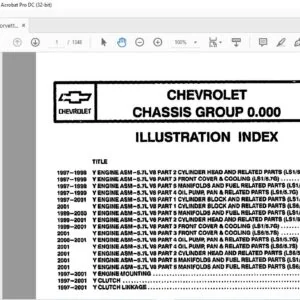 1997-2002 Chevrolet Corvette C5 Parts Catalog Manual