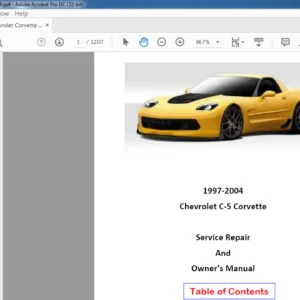 1997-2004 Chevrolet C-5 Corvette Service Manual & Owner's Manual - PDF DOWNLOAD