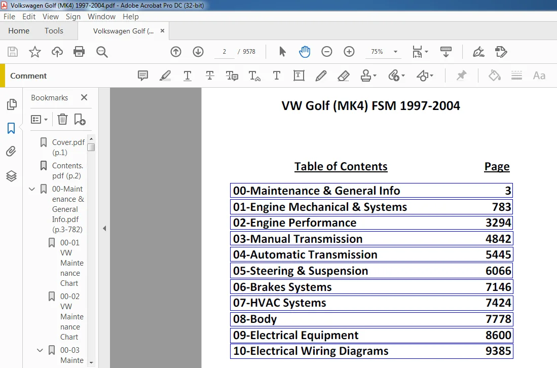 1997-2004 Volkswagen Golf MK4 Service Manual