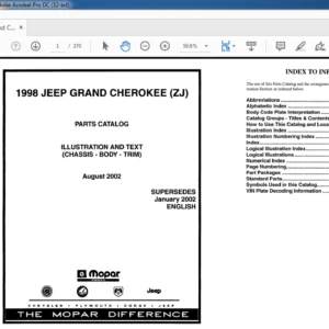 1998 Jeep Grand Cherokee ZJ Parts List Manual - PDF DOWNLOAD