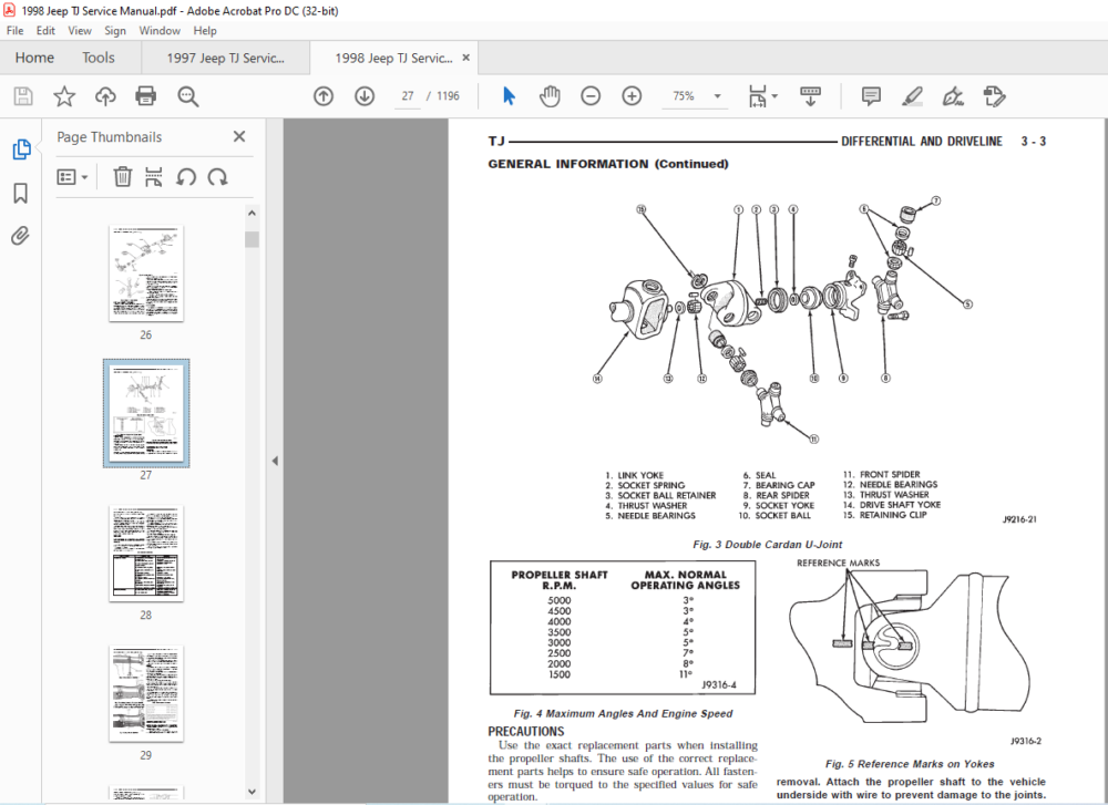 1998 Jeep Wrangler TJ Service Manual - PDF DOWNLOAD - HeyDownloads ...