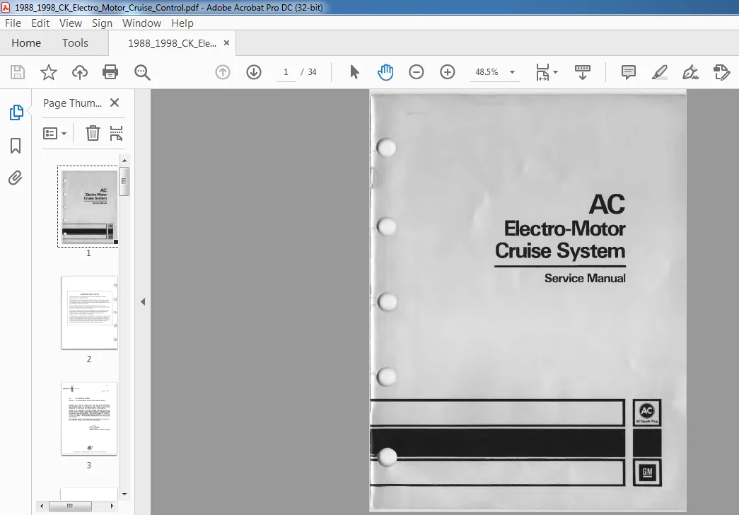 1998 AC ELECTRO-MOTOR CRUISE SYSTEM Service Manual 1998 AC ELECTRO-MOTOR CRUISE SYSTEM Service Manual