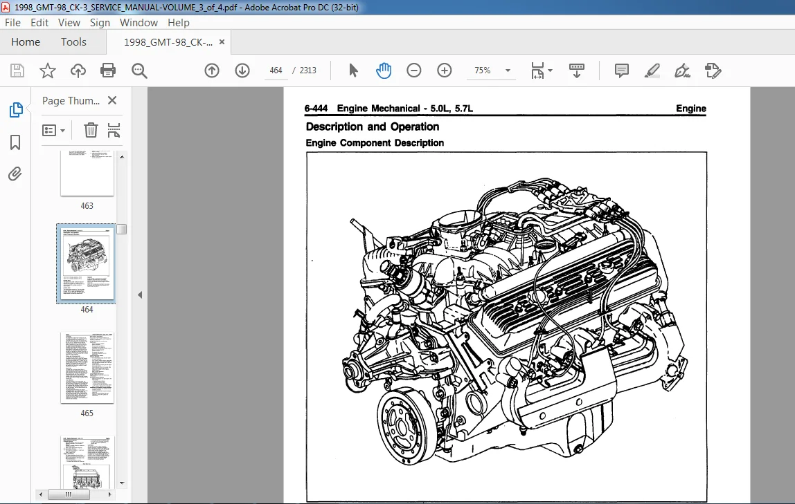 1998 Chevrolet 98 CK 3 Truck Service Manual 