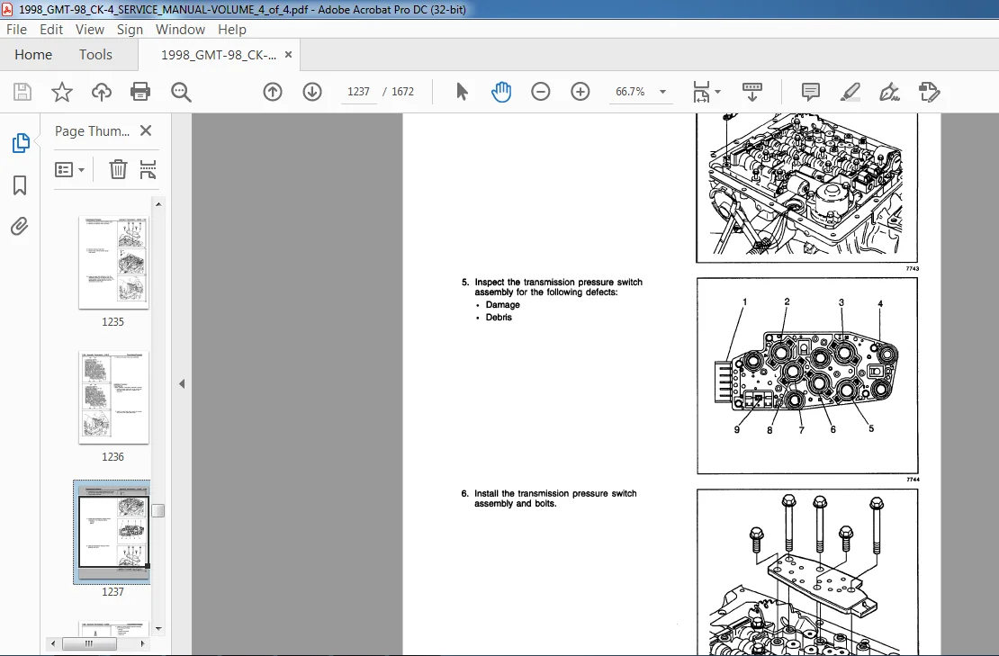 1998 Chevrolet 98 CK 4 Truck Service Manual 