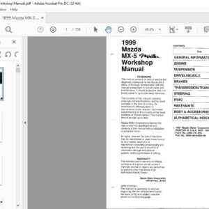 1999 MAZDA MX-5 MIATA WORKSHOP MANUAL