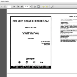 2000 Jeep Grand Cherokee WJ Parts List Manual - PDF DOWNLOAD