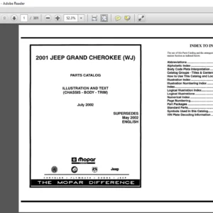 2001 Jeep Grand Cherokee WJ Parts List Manual - PDF DOWNLOAD