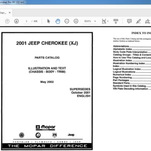 2001 Jeep XJ Cherokee Parts List Manual - PDF DOWNLOAD
