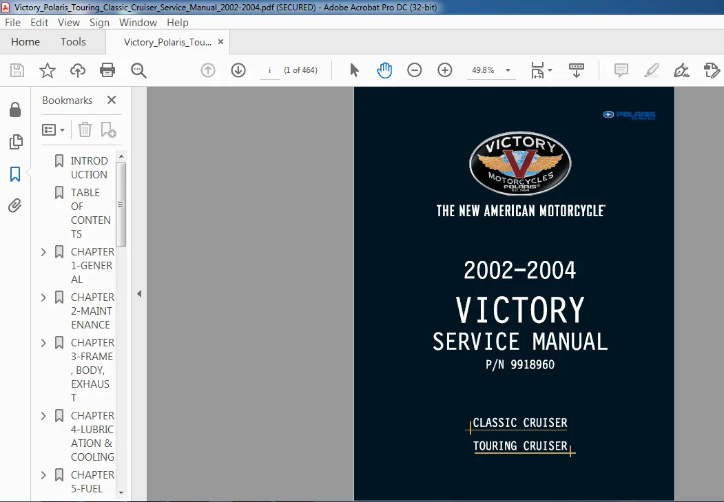 200-2004 POLARIS NEW AMERICAN MOTORCYCLE PN 9918960 VICTORY SERVICE MANUAL 200-2004 POLARIS NEW AMERICAN MOTORCYCLE PN 9918960 VICTORY SERVICE MANUAL