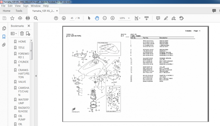 2002 YAMAHA YZF-R1 P/PC PARTS CATALOG - PDF DOWNLOAD - HeyDownloads ...