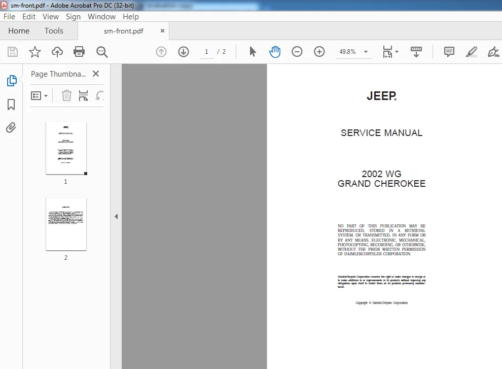 2002 Jeep Grand Cherokee WJ Service Manual - PDF DOWNLOAD