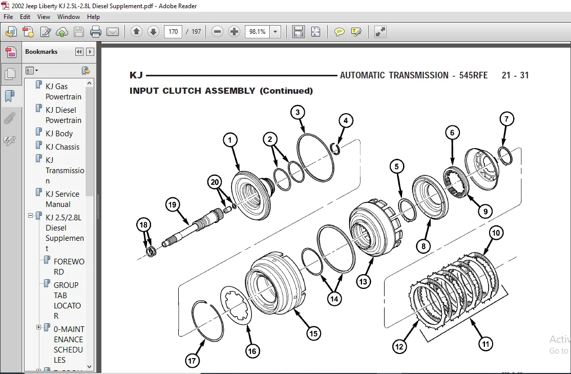 2002 Jeep Liberty KJ 2.5L-2.8L Diesel Supplement - PDF DOWNLOAD