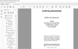 2003 CHRYSLER CARAVAN SERVICE MANUAL